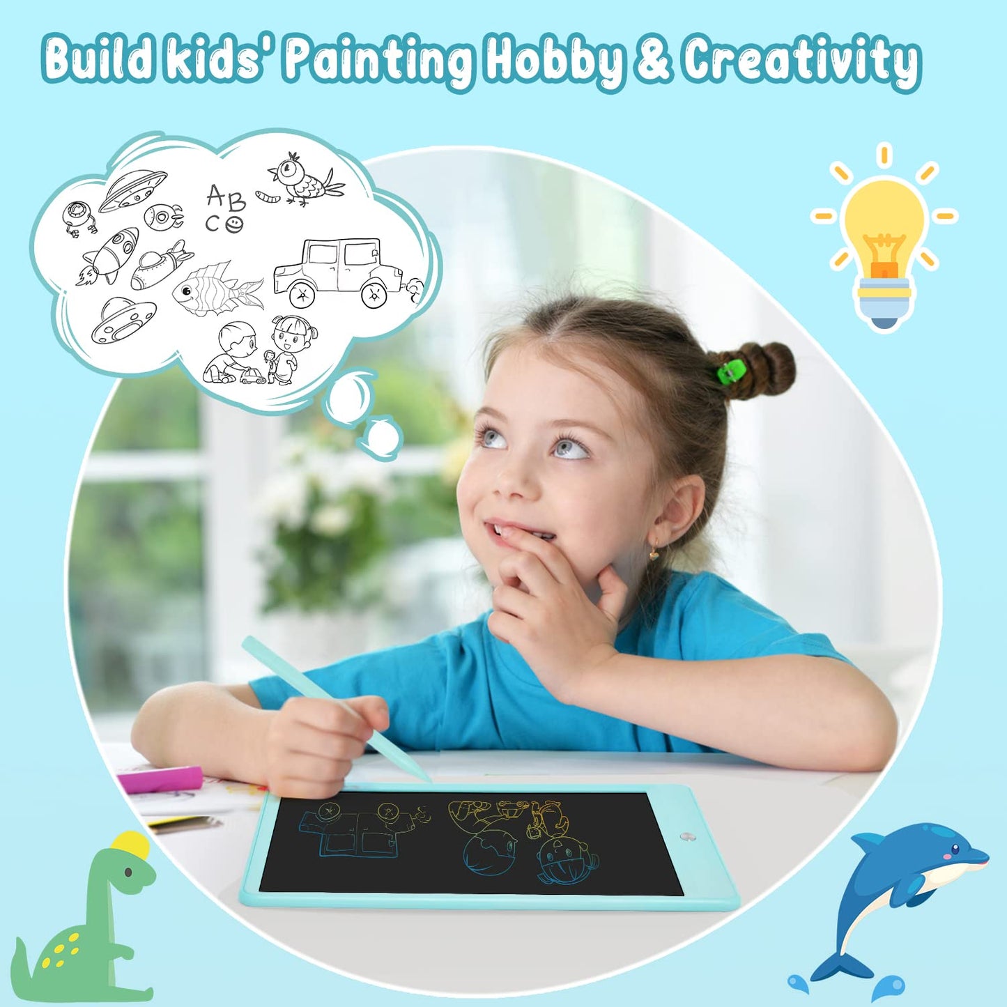 8.5" Blue LCD Kids Writing Tablet for Ages 1-12