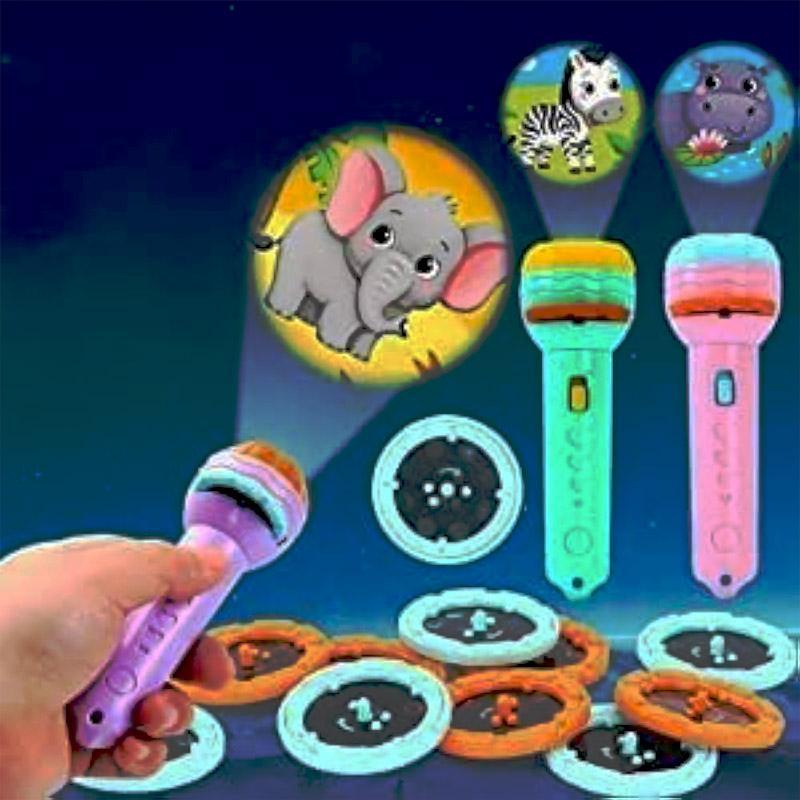 Kids HD Projection Flashlight with 8 Patterns, Multicolor, ABS Plastic